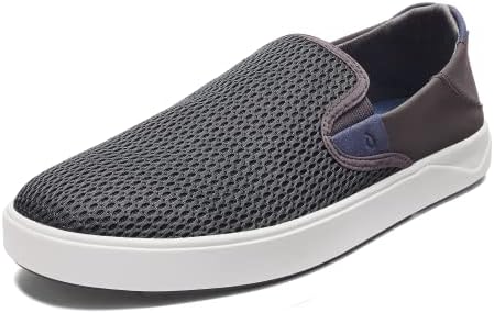 OLUKAI Lae'ahi Men's Slip On Sneakers, Lightweight Barefoot Feel & Breathable Mesh, Water Resistant Heel & Wet Grip Rubber Soles, Removable Gel Insert, Pavement/Pavement, 10.5