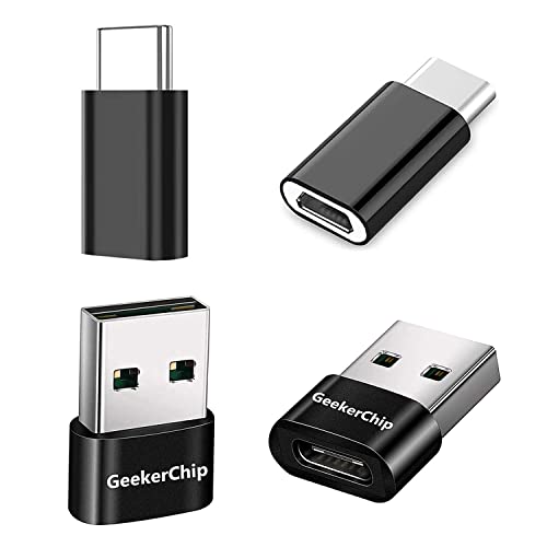 GeekerChip Adaptateur USB C Femelle vers USB Mâle 2 Pièces,Adaptateur USB C vers Micro USB 2 Pièces,pour i-Phone 11 12 13 Pro Max Mini,Air 4 5,Galaxy Note 10 20 S20 Plus S21 S22 A71 72