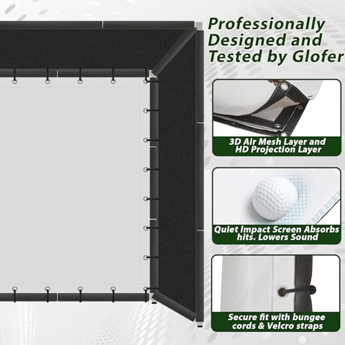 Image of Complete 10x8ft Golf Simulator Enclosure Kit with HD Impact Screen, Durable Aluminum Frame & Side Nets - 30-Min Quick Setup for Home, Garage, Backyard