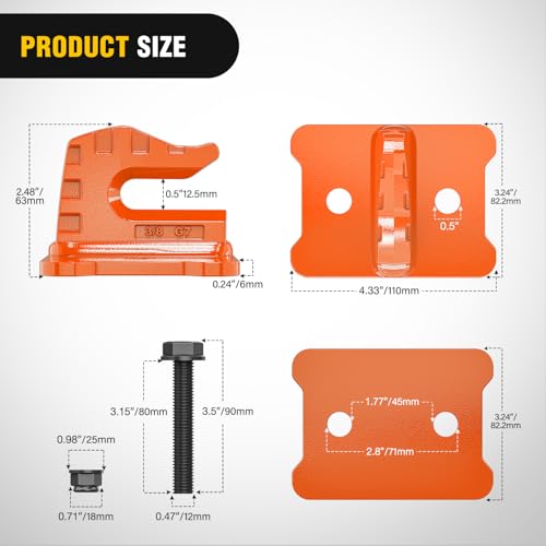 Image of Nilight 2PCS Tractor Bucket Grab Hook 3 /8'' Heavy Duty Drop Forged Steel Bolt On Zinc-Coated Cast Tow Max 15000 LBS Orange