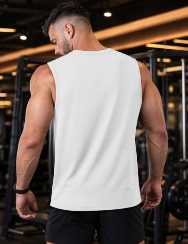 TACVASEN White Tank Tops for Men Moisture Wicking Summer Shirts Workout Gym Casual Athletic Sleeveless T Shirt S - image 5