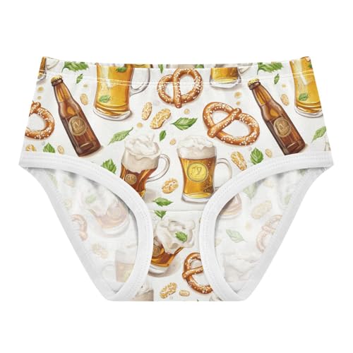 ZZKKO Beer Pretzel and Green Leaf Girls Underwear Toddler Panties for Girls Comfort Brief Size 2T-8Y