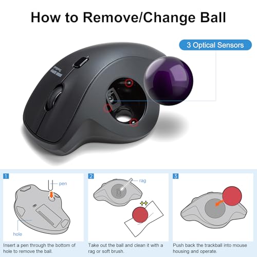 Image of SANWA 40mm /1.57in Trackball, Replacement Ball GMATB39, GMAWTB40, GMABTTB41, Kensington Orbit Fusion, and Other Compatible Trackball Mice, Glossy Purple