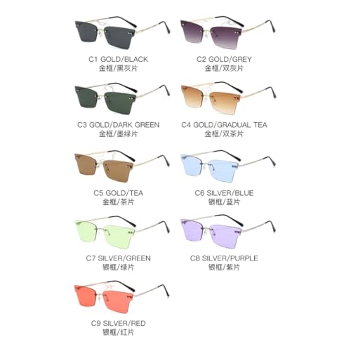 Lunettes de soleil sans monture œil de chat polygonal au design géométrique léger - 2