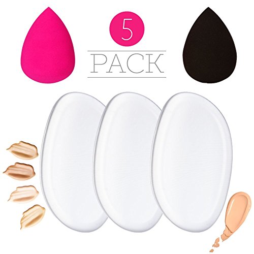 ScionBeauty Premium 5-Piece Make Up Sponge Set - 3x Clear Silicone Make Up Sponge + 2x Beauty Sponge Blender - Makeup Applicator for Powder, Cream or Liquid Foundation