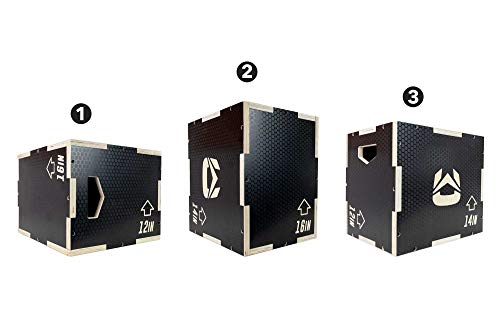 Ultra Fitness Gear Plyo Box - Anti-Slip Wood 3-In-1 Plyometric Jump Box For Training - Squat, Step Up, Box Jumps & More - Workout Box Size 16/14/12 (Small) - Home Gym Exercise Equipment #TOP4