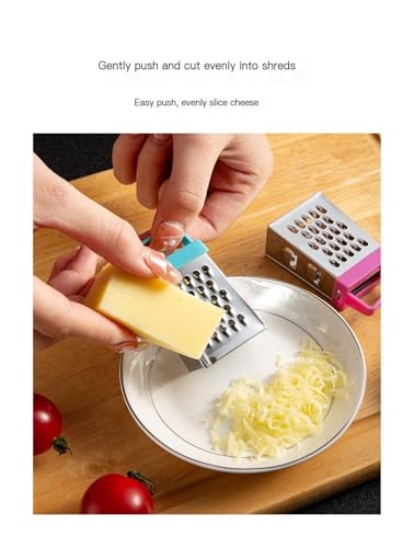 Rallador de Queso Manual 4 Lados Acero Inoxidable Azul miniatura 3
