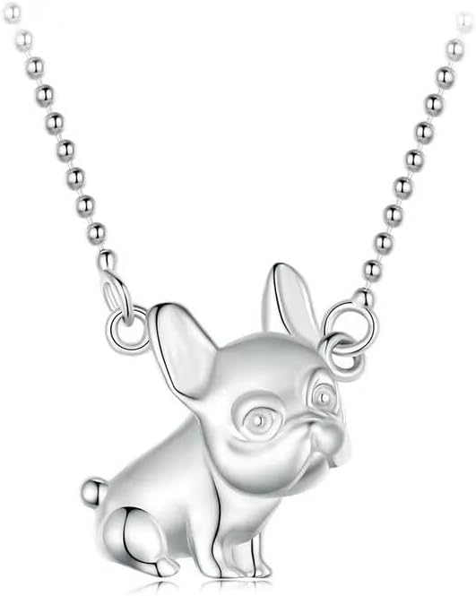925 Sterling Silver French Bulldog Pendant Necklace Dog Neck Chain for Women Fine Jewelry SSS-0218