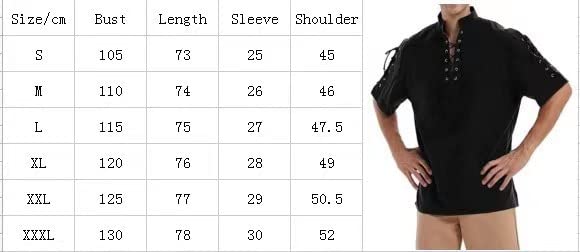 Chemise courte steampunk homme noire L, finitions laçage pour esthétique gothique raffinée