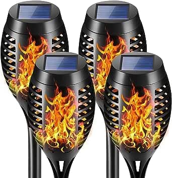 Solar Lights for Outside, 4 Pack Flickering Flame Solar Lights Outdoor, Solar Lights Outdoor Waterproof, Auto On/Off Outdoor Solar Lights, Outdoor Solar Lights for Yard Garden, Halloween Decorations