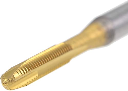 Vista 22 de uxcell Tapón de punta en espiral roscado M6 x 1 rosca, roscas de tierra H2 3 flautas, acero de alta velocidad HSS 6542, recubierto de titanio