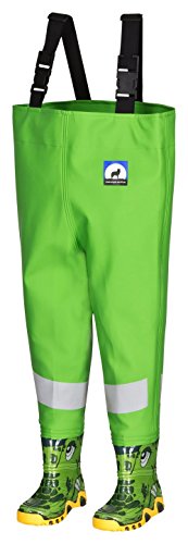 Preisvergleich Produktbild Kinderwathose AWN 26 / 27 grün mit breiten Reflexstreifen