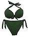 EONAR Damen Bademode Nackenträger Push up Bikinioberteil mit Underwire Einstellbar Seitlich Bindungen Bikini-Sets, Gr.- 80D/85C/85D/90C (2XL)Army Green