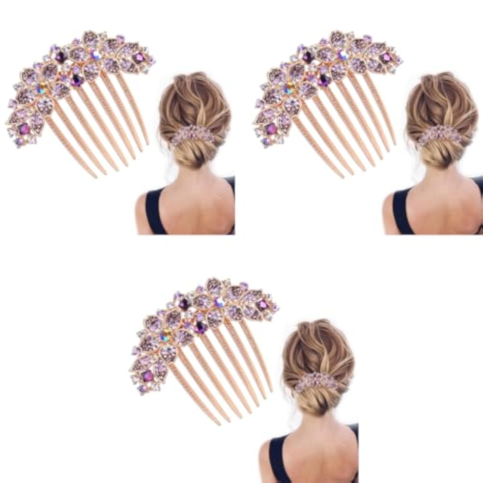 3 Pcs Rhinestone Pearl Design Hair Claw Clips