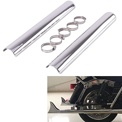 Full Coverage Chrome Fishtail Heat Shield, For 1995-2016 Harley Touring W Clamps #TOP4