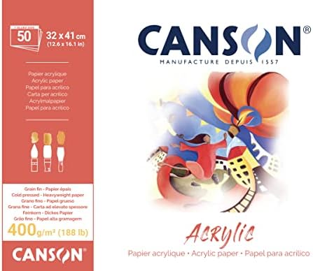 Canson Acrylic 400gsm paper pad including 50 sheets, size:24x32cm, fine grain texture