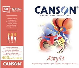 Canson Acrylic 400gsm paper pad including 50 sheets, size:24x32cm, fine grain texture