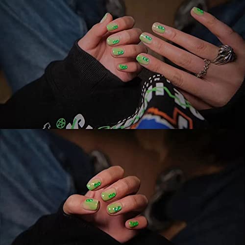 1000Pcs Green Rhinestones For Nails Fluorescent Rhinestones Luminous Non Hotfix Neon Rhinestone Noctilucent Electric Nail Art Decorations Mix Ss4-Ss16 Nail Crystals(Green) #TOP3