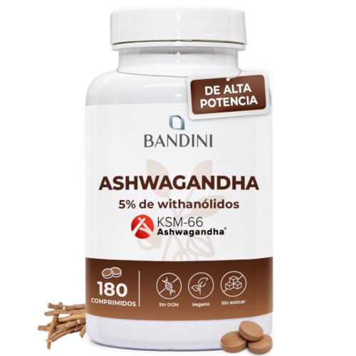 Bandini® Ashwagandha KSM-66® 1500mg - 180 comprimidos veganos - Withania Somnifera - 5% de witanólidos - Extracto puro de raíz de Ginseng indio - Complemento ayurvédico para el estrés - Para 6 meses