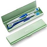 Oralphi Wider Aluminum Toothbrush Travel Case, Portable Travel Toothbrush Holder, Durable Manual Toothbrush Cover Container for Traveling, Bathroom, Camping, Business Trip, Green