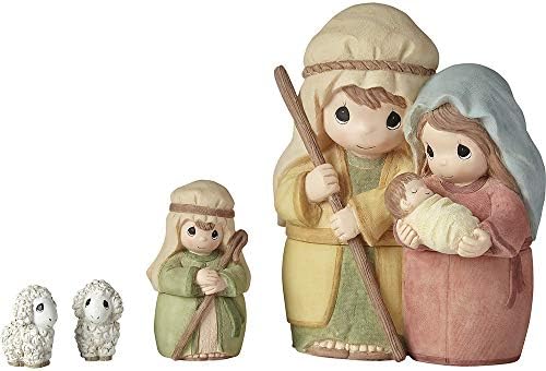 Precious Moments 201406 Celebrate The Miracle at The Heart of Christmas 4-Piece Nesting Nativity Set Figurine, One Size, Multicolored