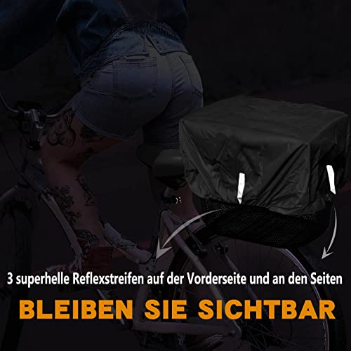 Frelaxy Fahrrad Korbabdeckung wasserdicht mit Reflektorstreifen, Regenschutz Fahrradkorb für vorne, Regenabdeckung für Korb hinten, Einheitsgröße für alle Körbe bis Größe 45x45cm