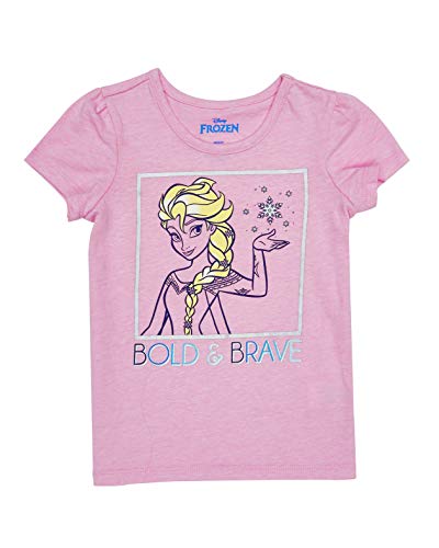 Disney Girls' Frozen Graphic Bold and Brave Short Sleeve T-Shirt, Lilac, 5T