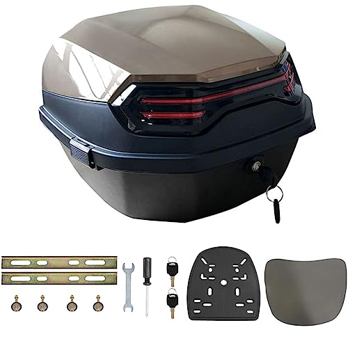 35L Motorrad Topcase für Roller Motorradkoffer Heckkoffer Kofferraum mit Rückenlehne Abschließbar Universal Wasserdicht Motorräder Heckbox für Moped/Mofa/Motorroller/Motorcycle,Grau,16*16*11in