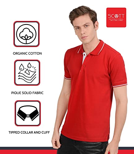 Image of Scott International Men's Regular Fit Half Sleeve Organic Cotton Polo T-Shirt