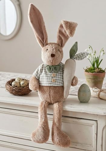 Dekoleidenschaft Kantenhocker Hase Henry Kantensitzer in beige, Hasenfigur 60 cm hoch, Osterdeko, Osterhase, Deko Figur, Osterfigur