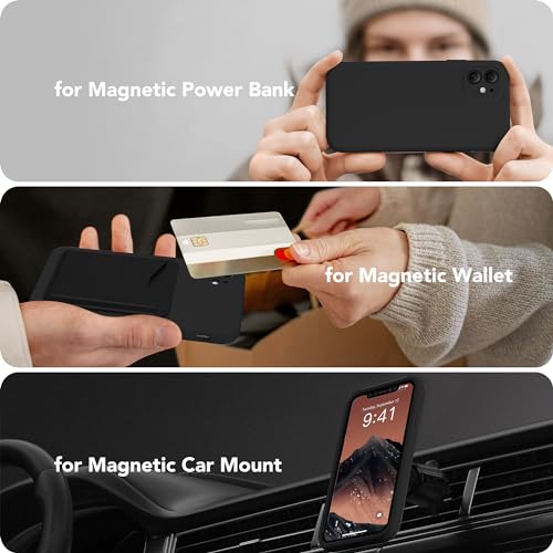 Image of Magnetic for iPhone 11 Phone Case Silicone, Compatible with MagSafe, [Full Camera Protection][Screen Protector] Slim Shockproof Protective Case for iPhone 11 6.1 inch, Black