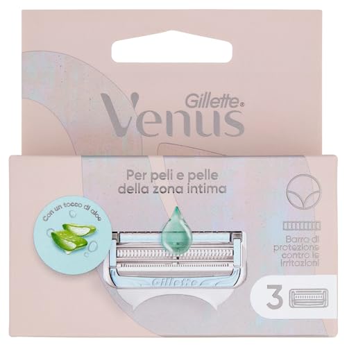 Gillette VENUS für Haare und Haut im Intimbereich, 3 Ersatzklingen für Damenrasierer, hilft, die Haut im Intimbereich vor Reizungen der Rasur zu schützen