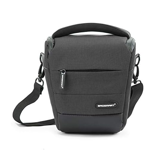 BAGSMART Compact Camera Shoulder Bag Holster Camera Case with Rain Cover for SLR DSLR, Lenses, Cables (Grey)