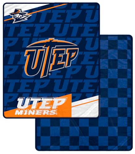Proformance Home NCAA UTEP Miners Diagonal Ghost Checker Double Sided Ultra Cozy Blanket