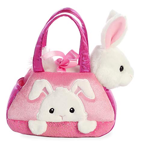 Image of Aurora Fashionable Fancy Pals Peek-A-Boo Bunny Stuffed Animal - On-The-go Companions - Stylish Accessories - Pink 7 Inches
