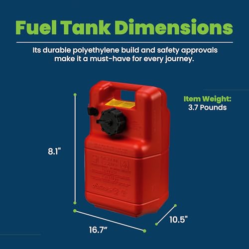 image for Scepter 3 Gallon Portable Marine Gas Can, Boat Fuel Tank, 2-Way Vented