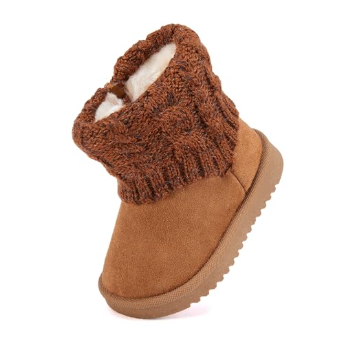 BMCiTYBM Baby Snow Boots Boy Girl Winter Boots Infant Nonslip Lightweight Outdoor Warm Shoes for Cold Weather 6 9 12 18 24 Months Brown Size 5 Toddler
