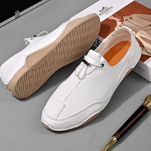 Men's Leather Outdoor Non-Slip Driving Loafers Comfortable Hand-Stitched Soft Casual Shoes Round Toe Lightweight Hiking Shoes3