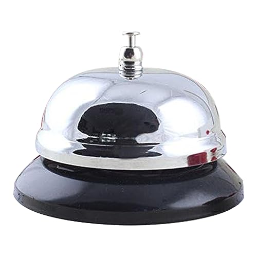 2 UR DOOR Stainless Steel Ring Bell - Modern and Professional Silver Concierge Wireless Ringer - for Kitchen, Drama Play, Restaurant, Bar, Reception Desk, and Waiter Shop - 3.35inch Size