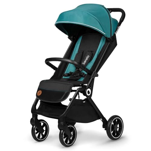 Cochecito plegable LIONELO Cloe de hasta 22 kg, respaldo ajustable, función de sueño, arnés de 5 puntos, ruedas, portavasos, ligero, compacto, impermeable, cochecito, silla de paseo ligera (verde) - Imagen 6