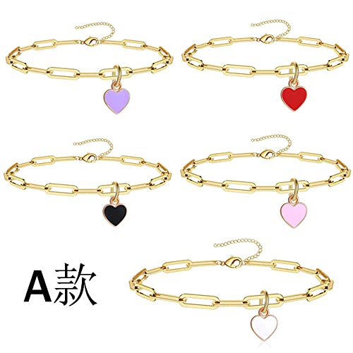 Fuqimanman2020 Sweet Enamel Forever Love Heart Shape Link Bracelet Paperclip Chain Stainless Steel Necklace for Mom Wife Lover Valentine's Day Preppy Jewelry2