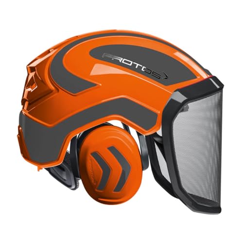 Protos sicherheitshelm integral forest gehörschutz, farbe:orange/schwarz, ausstattung:feines visier Protos sicherheitshelm integral forest gehörschutz, farbe:orange/schwarz, ausstattung:feines visier