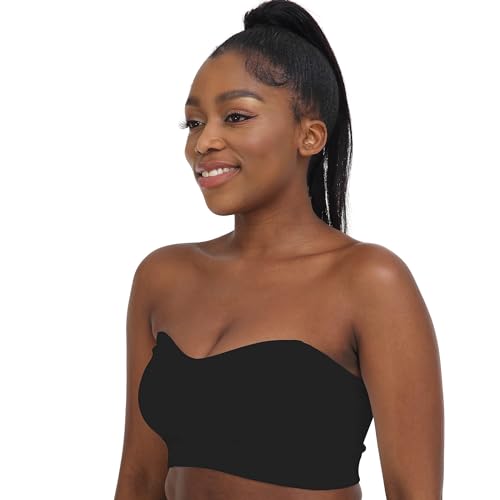 Zimcti ZIMCTID470027 Women'S Strapless Bra Comfortable Non-Slip Silicone Bandeau Bra Seamless Tube To Bra Black M… thumb #1