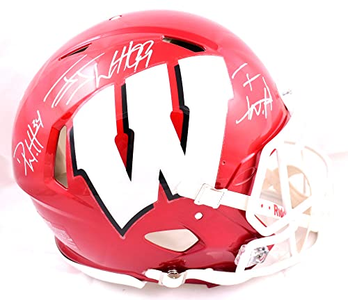 Derek TJ JJ Watt Autographed Wisconsin F/S Flash Speed Authentic Helmet-Beckett W Hologram White