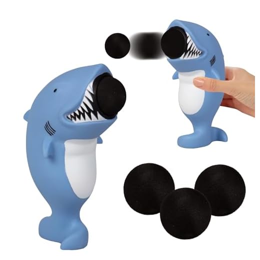 Hog Wild Shark Popper Toy - Shoot Foam Balls Up to 20 Feet - 6 Balls Included - Age 4+