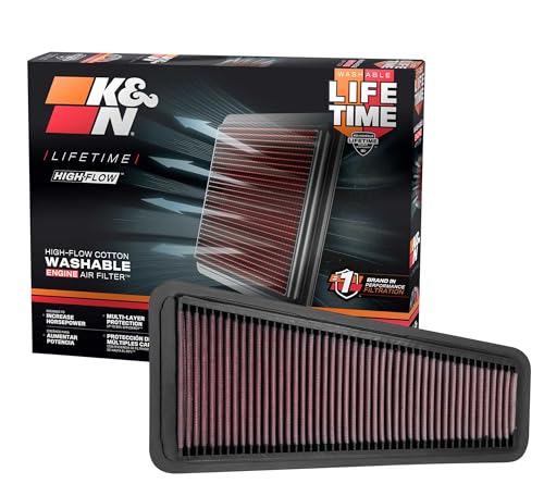 K&N High-Flow Original Lifetime Engine Air Filter: Increase Power: Premium, Washable: Compatible with 2002-2020 TOYOTA: 4Runner, Tacoma, Tundra, FJ, Hilux, Land Cruiser, 33-2281