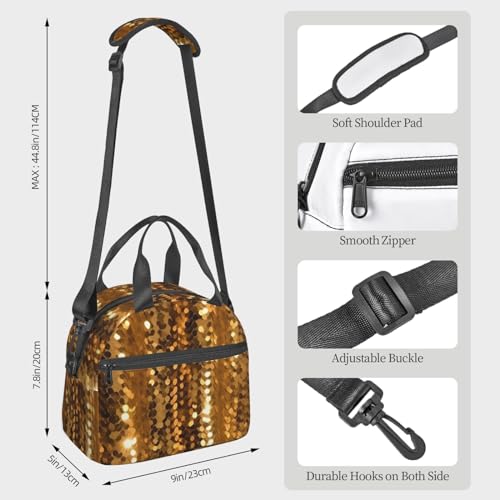 Ousika 346798943 Gold Sequin Sparkle Printed Lunch Bag For Women Men Reusable Insulated Lunch Box Travel Lunch Tote Bag Lunch Container Box Portable Lunchbag thumb #3