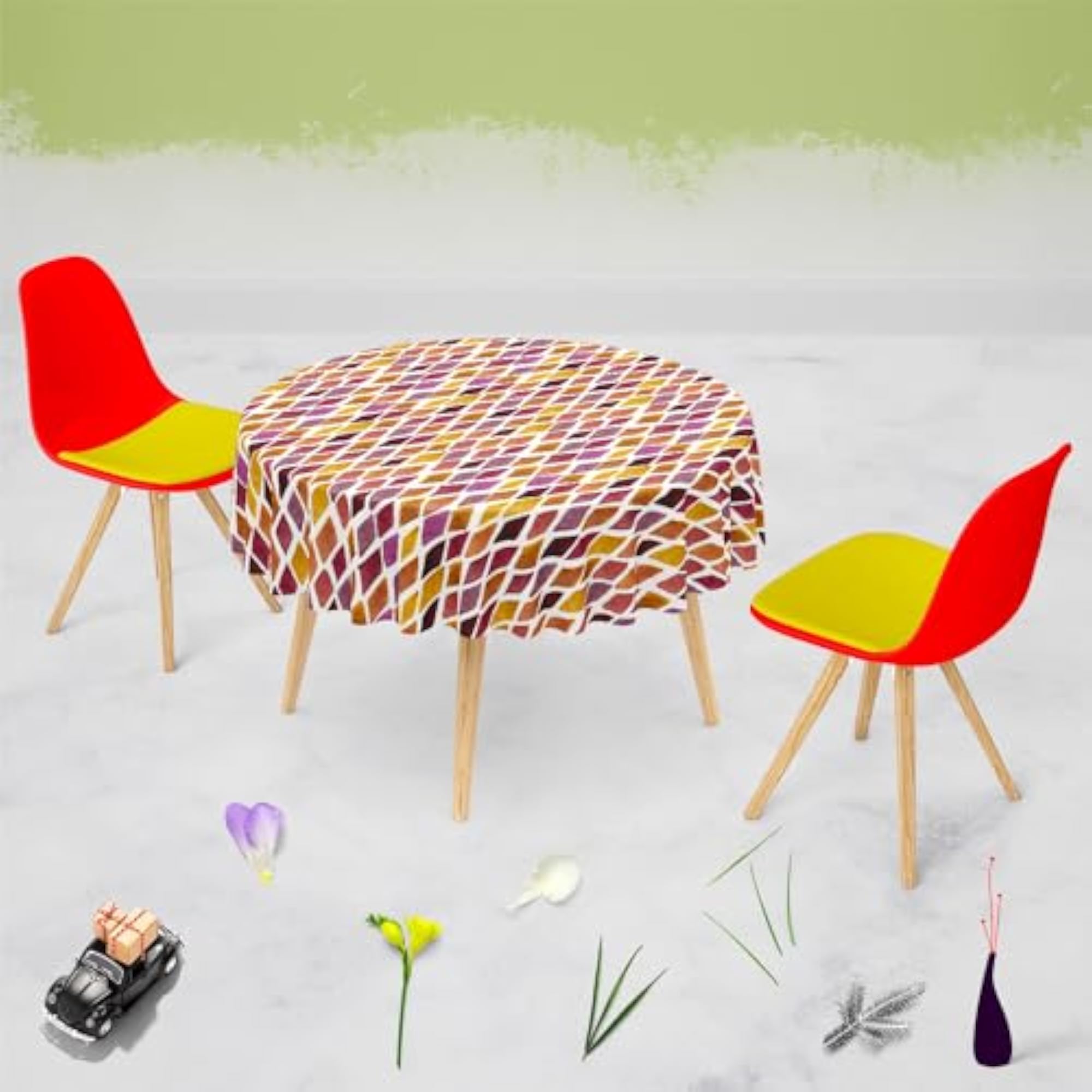 Checked D2 Cotton Canvas Table Cloth Cover for Dining & Center Table