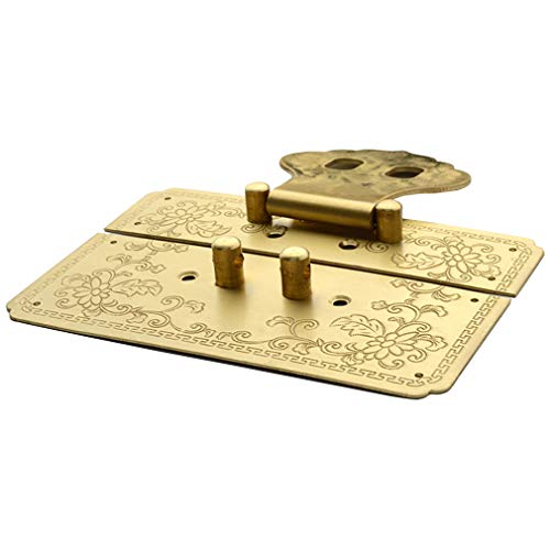 Image of 4.7 inch /12cm Square Antique Brass Hasp Pure Copper Fittings Retro Lock Slice Lock Nose(Gold)