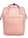 Kah&Kee Nylon Backpack Diaper Bag with Laptop Compartment Waterproof Work Travel School for Women Man (Nude Pink)